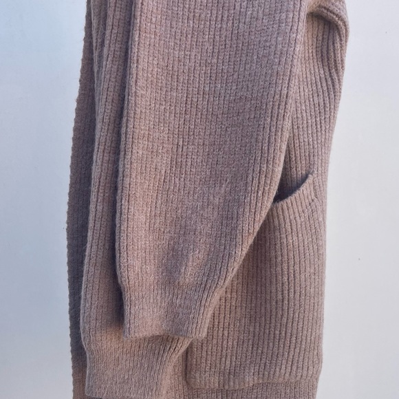 GORGEOUS Chunky Thick Oversized Long Over Knee Rib Tan Brush Soft Cardigan Coat - Picture 10 of 14